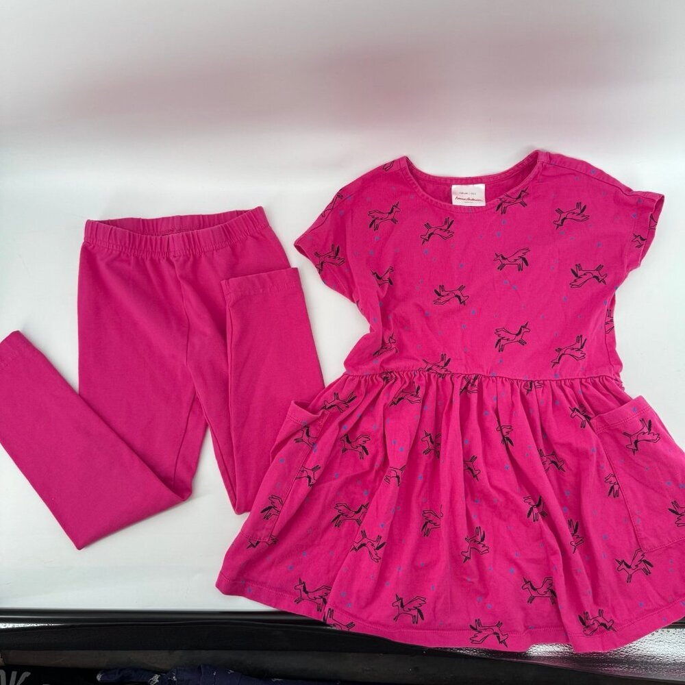 Hanna Andersson Girls Set Dress and Leggins Size 5
